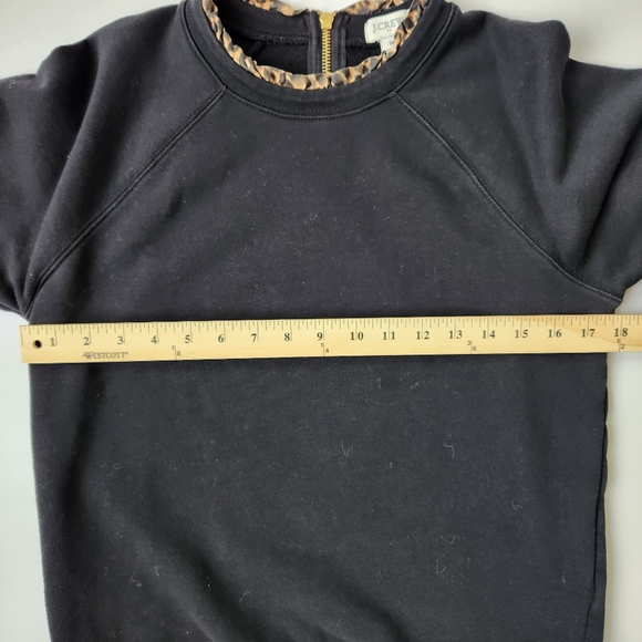 J. Crew Black Sweatshirt Leopard Print Trim Long Sleeve Gold Zipper Medium - Picture 10 of 13